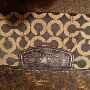 Coach Black and Gold Patterned Clutch